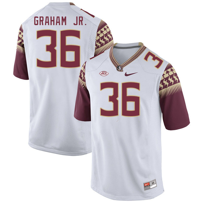 Men #36 Omar Graham Jr. Florida State Seminoles College Football Jerseys Stitched-White - Click Image to Close
